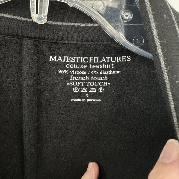 MAJESTIC FILATURES jacket blazer soft touch french terry striped black large 3 - Picture 7 of 8